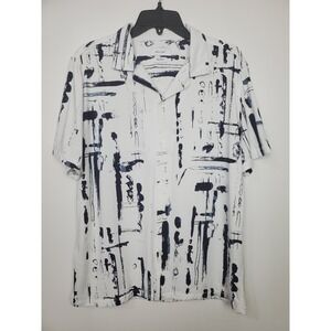 Men's Porter & Ash shirt, size M, black and white, short-sleeve, Kinetic Stretch